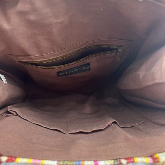 Red fish Designs Multi Stripe Tote Bags - Picture 6 of 13